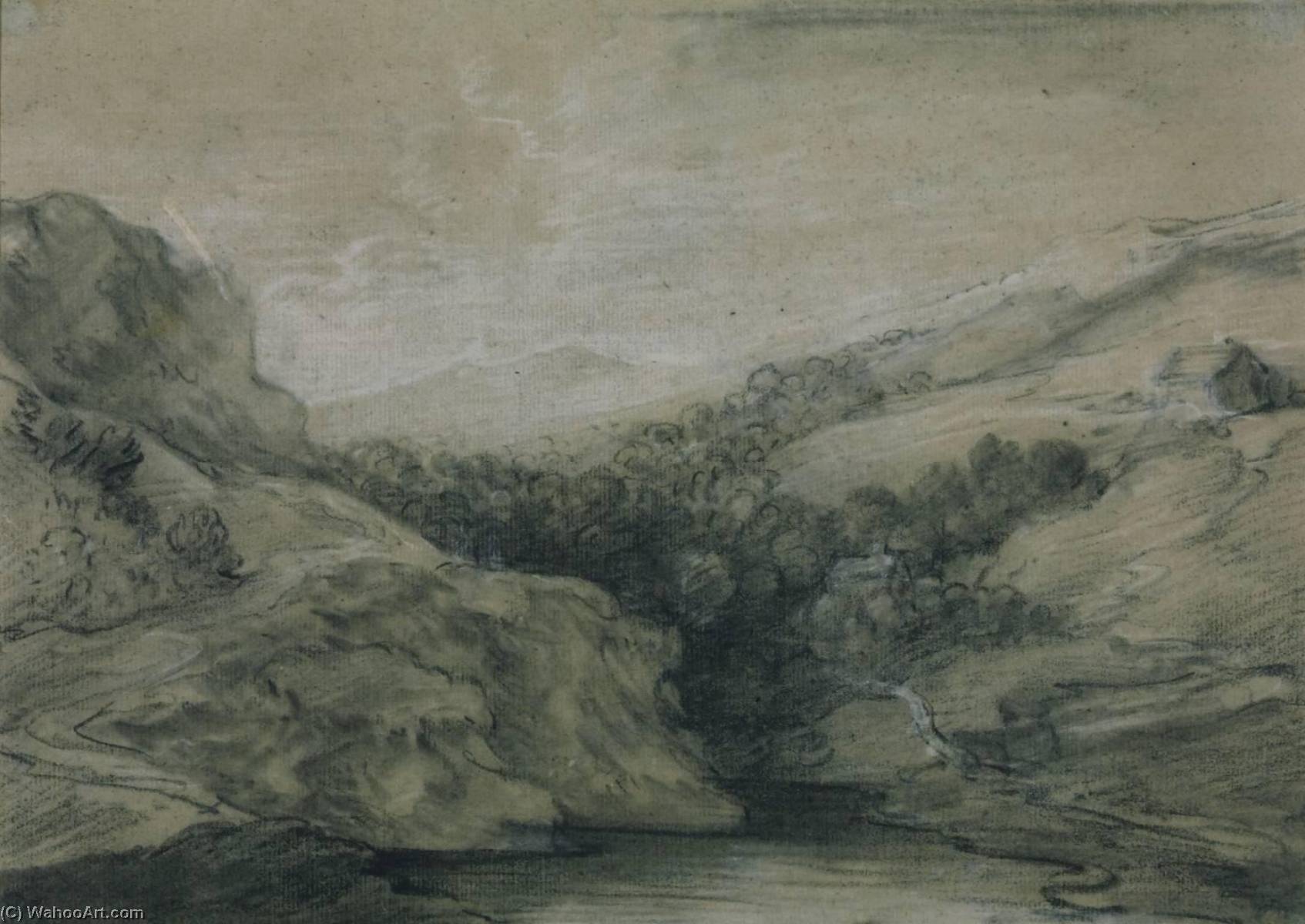 WikiOO.org - Encyclopedia of Fine Arts - Lukisan, Artwork Thomas Gainsborough - Mountain Landscape with Pool