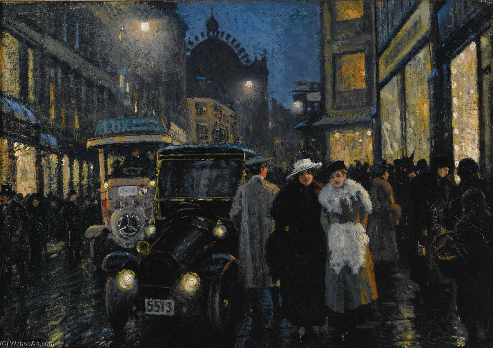 WikiOO.org - 백과 사전 - 회화, 삽화 Paul Gustave Fischer - An Evening Stroll on the Boulevard