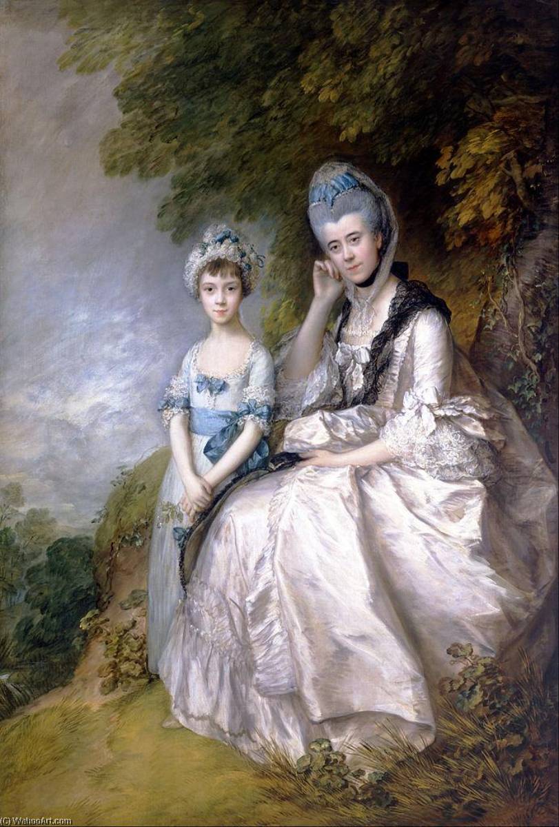 WikiOO.org - Encyclopedia of Fine Arts - Maleri, Artwork Thomas Gainsborough - Hester, Countess of Sussex, and Her Daughter, Lady Barbara Yelverton