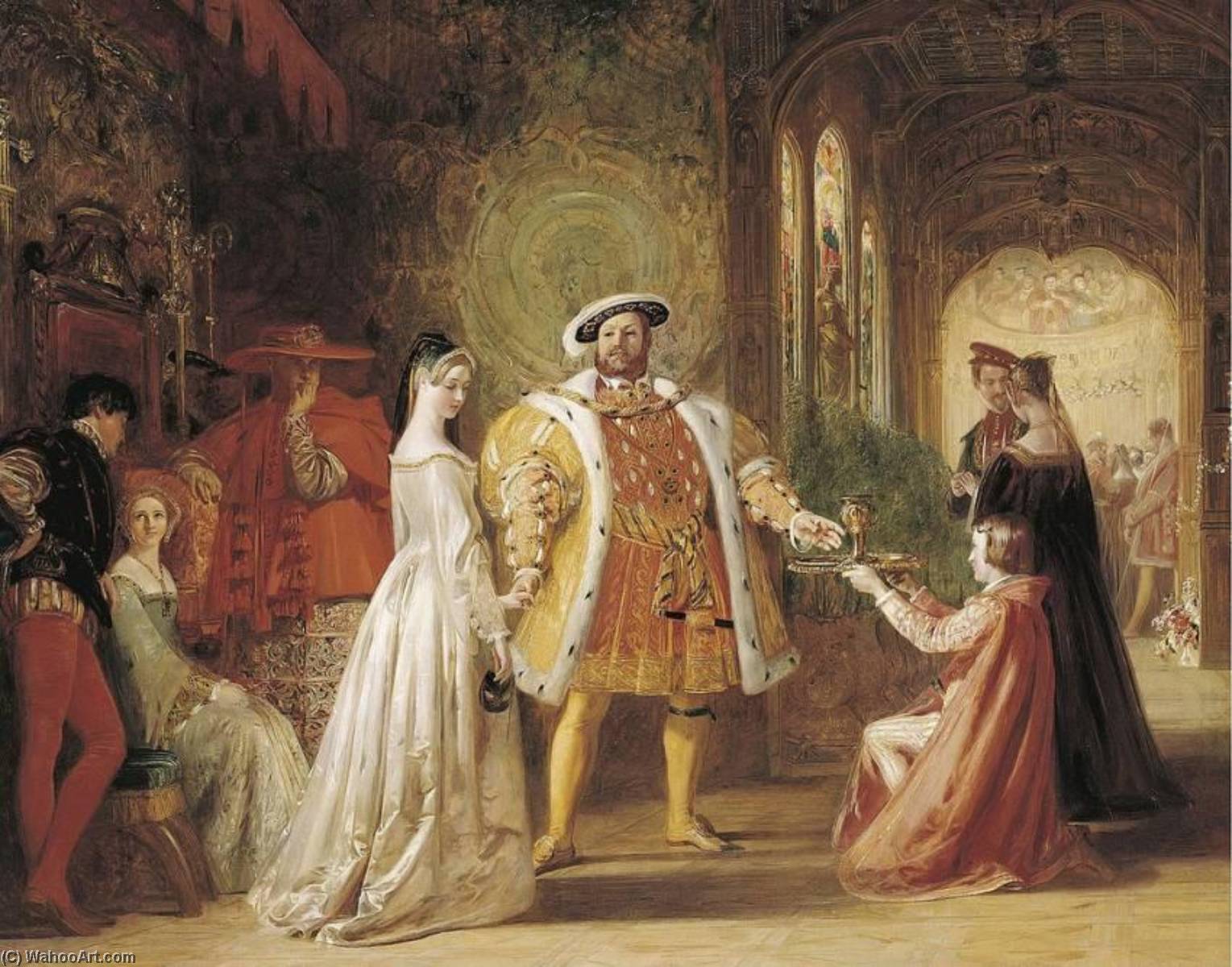 Wikioo.org – L'Encyclopédie des Beaux Arts - Peinture, Oeuvre de Daniel Maclise - Henri VIII's première entrevue avec anne boleyn