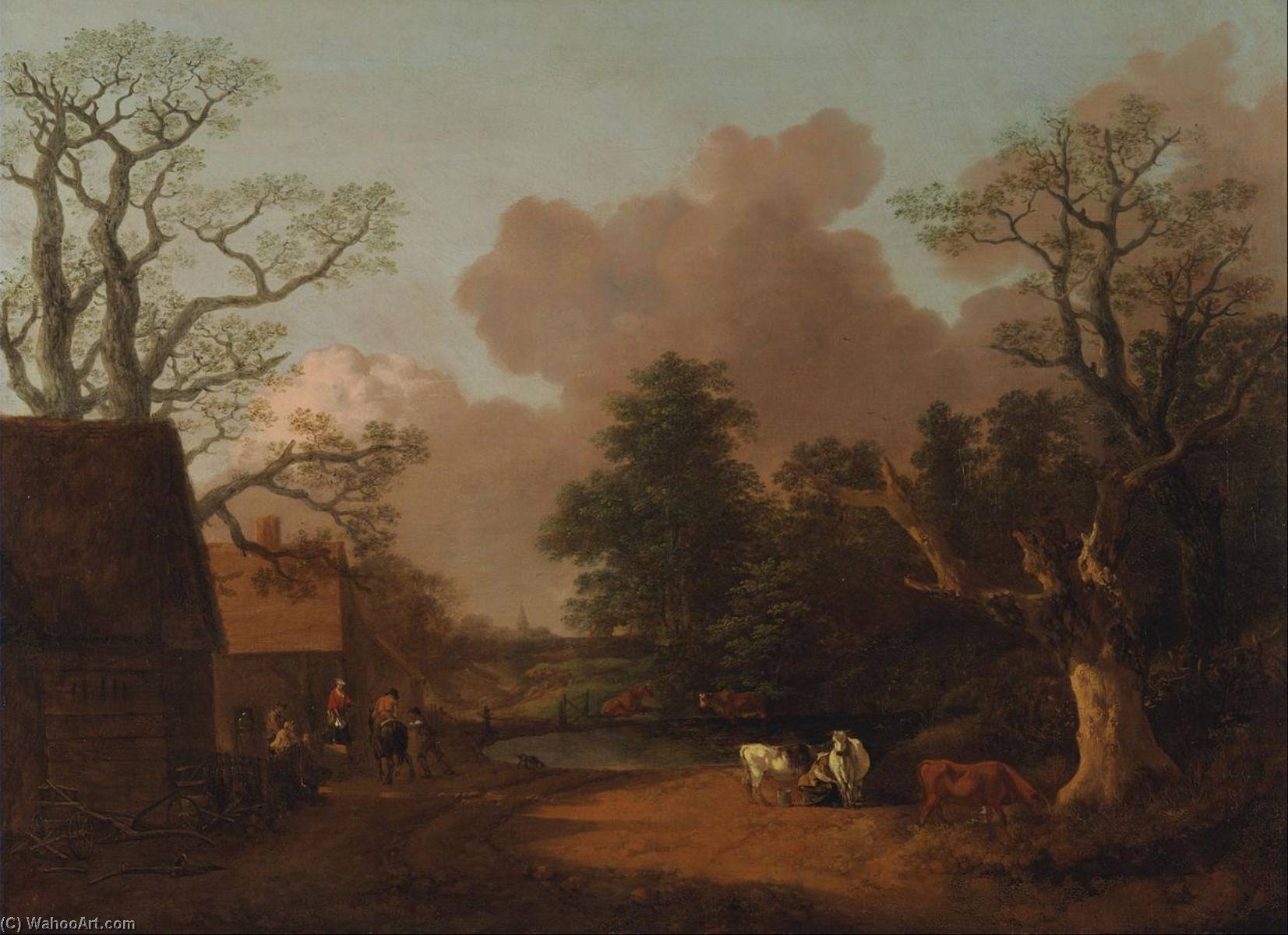 Wikioo.org - The Encyclopedia of Fine Arts - Painting, Artwork by Thomas Gainsborough - Landscape with Milkmaid