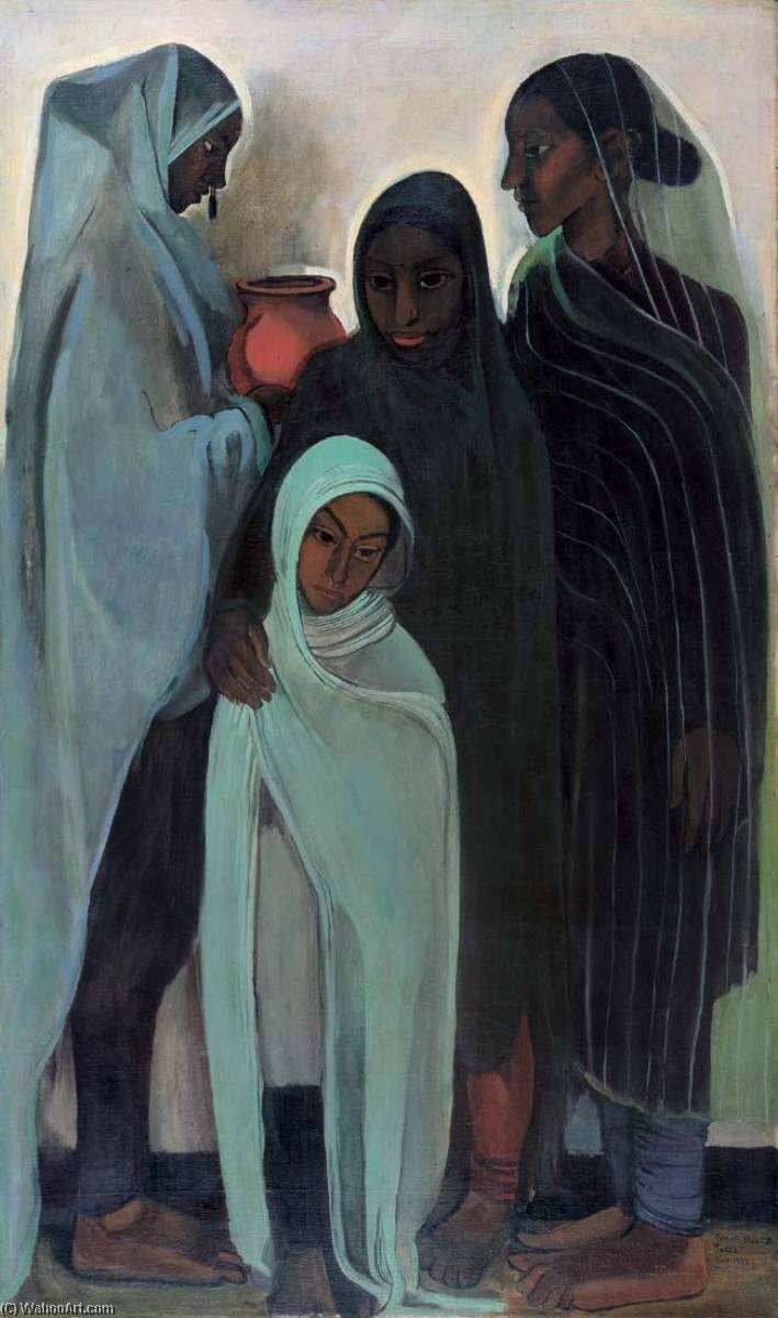 Wikioo.org - The Encyclopedia of Fine Arts - Painting, Artwork by Amrita Sher Gil - Hill Women