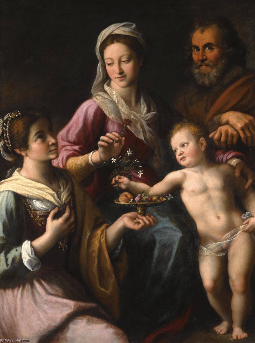 Wikioo.org - The Encyclopedia of Fine Arts - Painting, Artwork by Fabrizio Santafede - The Holy Family with saint dorothea
