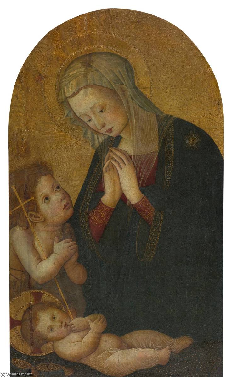Wikioo.org - The Encyclopedia of Fine Arts - Painting, Artwork by Pseudo Pier Francesco Fiorentino - Madonna and Child with the infant Saint John the Baptist