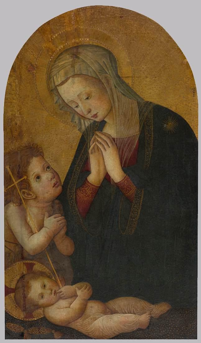 Wikioo.org - The Encyclopedia of Fine Arts - Painting, Artwork by Pseudo Pier Francesco Fiorentino - Madonna and Child with the Infant St John the Baptist