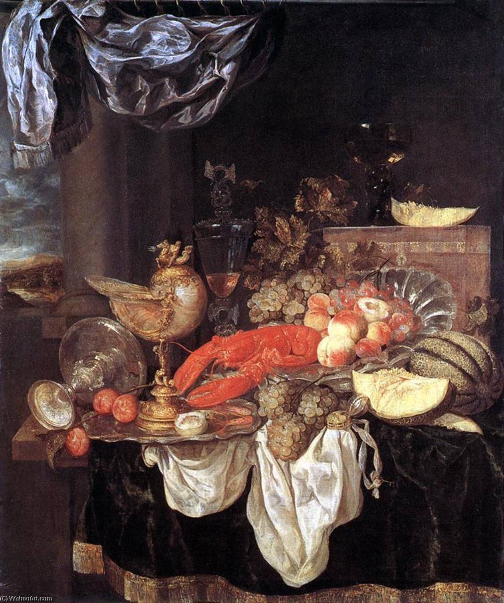 Wikioo.org - The Encyclopedia of Fine Arts - Painting, Artwork by Abraham Hendriksz Van Beijeren - Large Still life with Lobster