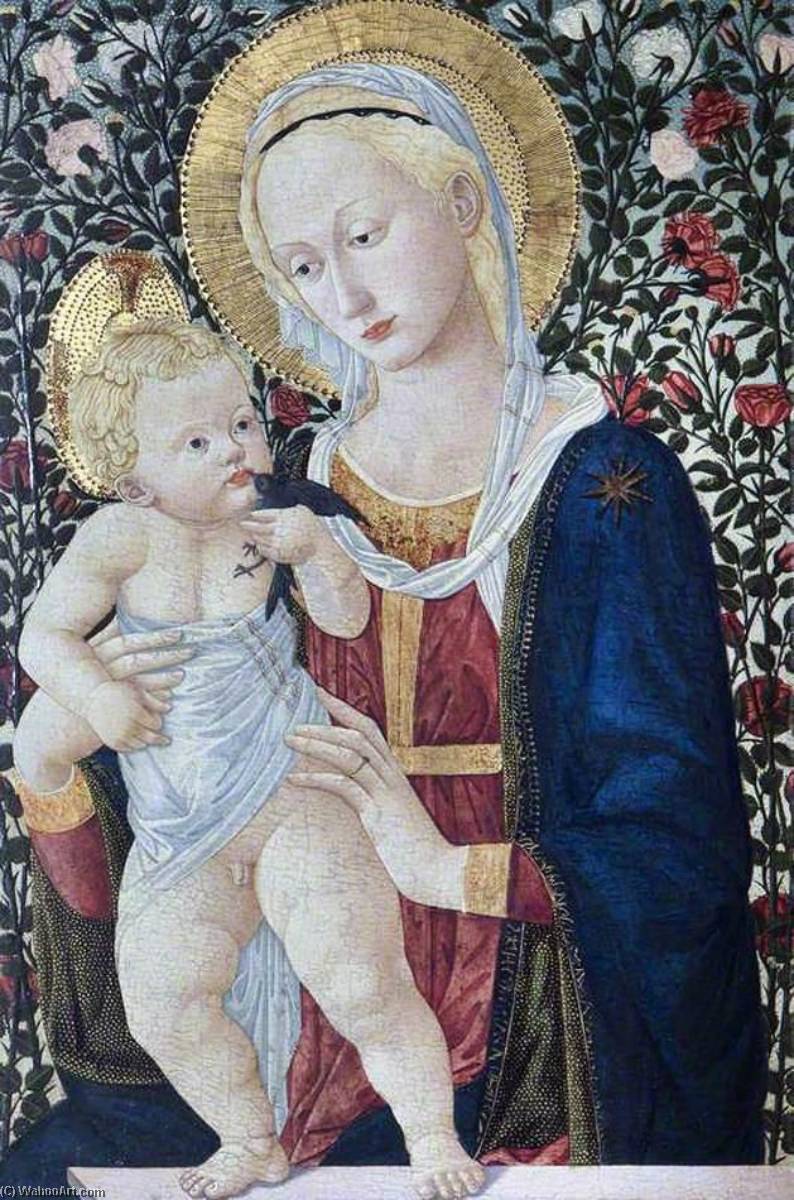 Wikioo.org - The Encyclopedia of Fine Arts - Painting, Artwork by Pseudo Pier Francesco Fiorentino - Virgin and Child before a Rose Hedge