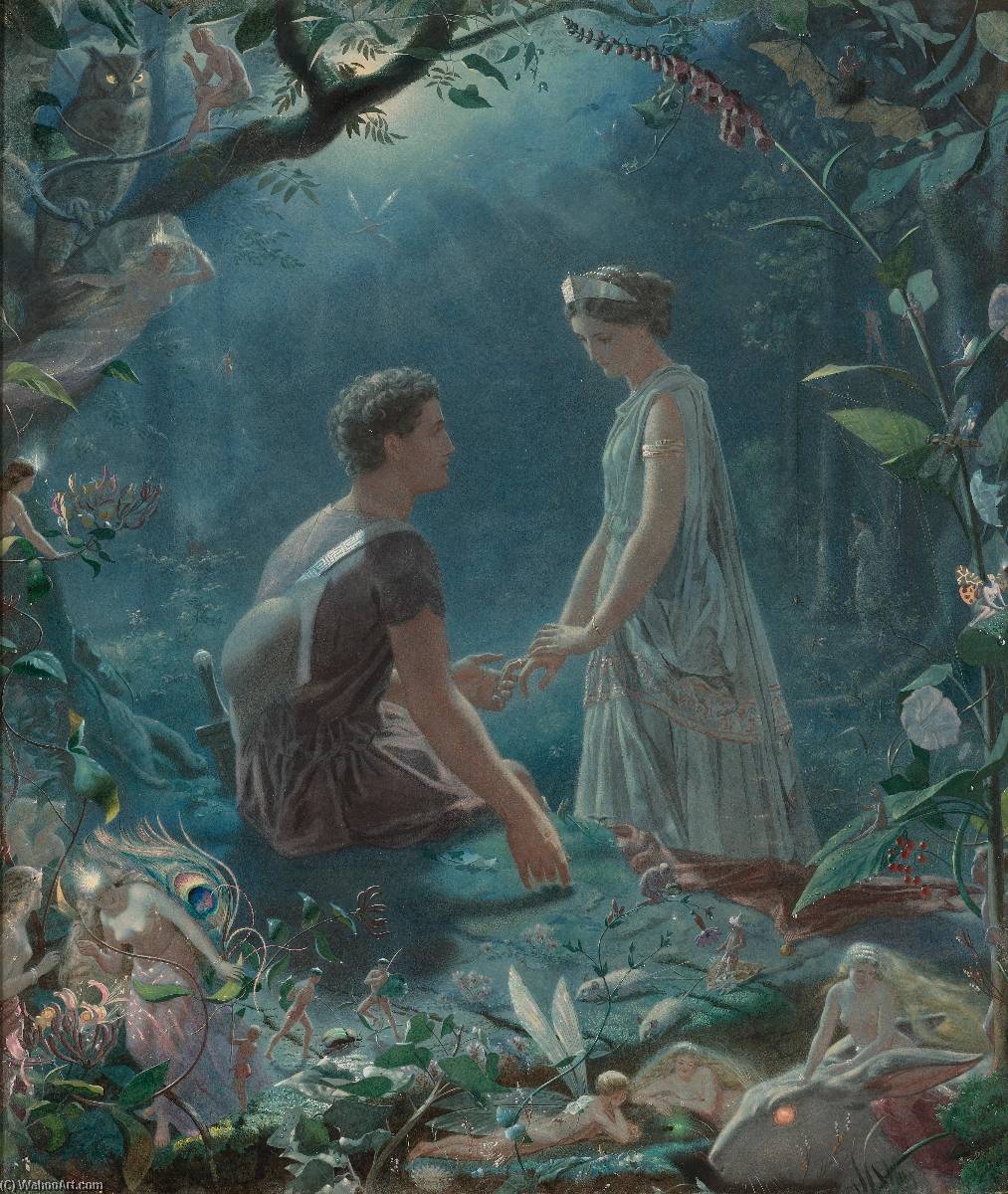 Wikioo.org - The Encyclopedia of Fine Arts - Painting, Artwork by John Simmons - Hermia and Lysander, A Midsummer Night's Dream