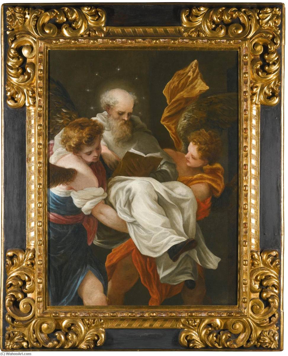 Wikioo.org - The Encyclopedia of Fine Arts - Painting, Artwork by Juan Antonio Frias Y Escalante - Saint Peter Nolasco carried to the altar by angels