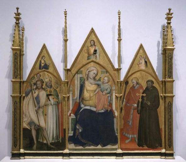 Wikioo.org - The Encyclopedia of Fine Arts - Painting, Artwork by Lorenzo Di Niccolò Di Martino - Madonna and Child Enthroned with Saints Christopher, Blaise, Sebastian and Francis