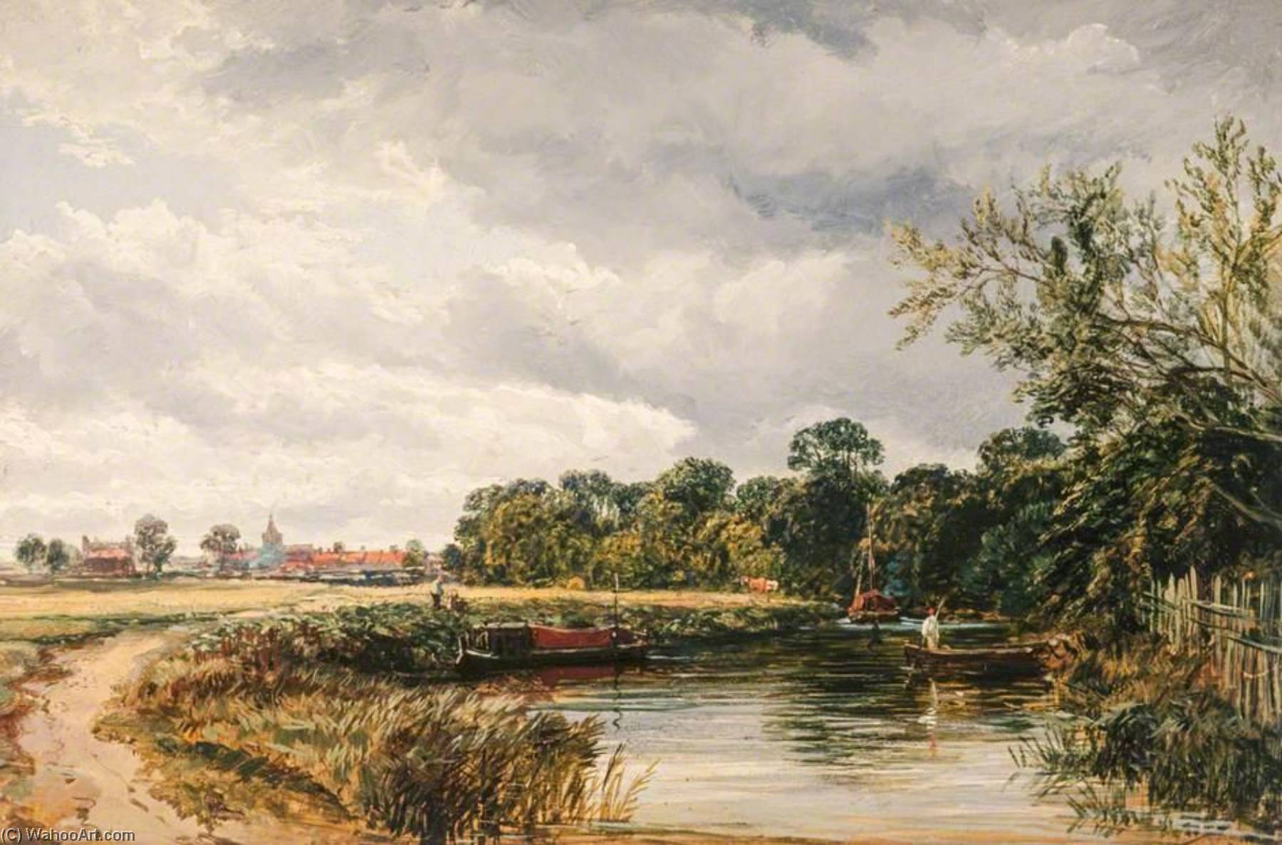 Wikioo.org - The Encyclopedia of Fine Arts - Painting, Artwork by Samuel Bough - An English Canal Scene