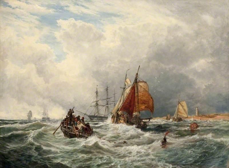 WikiOO.org - אנציקלופדיה לאמנויות יפות - ציור, יצירות אמנות Samuel Bough - Dutch Lugger Entering the Thames