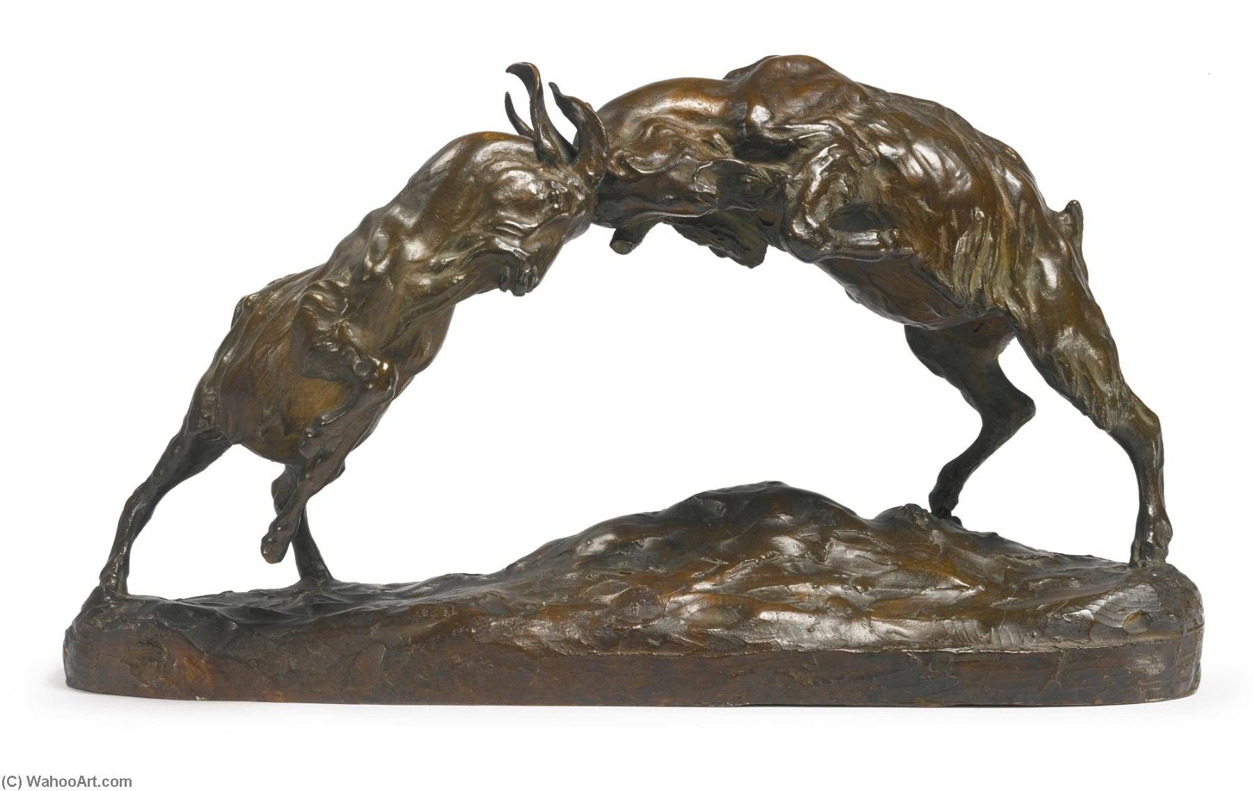 WikiOO.org - Encyclopedia of Fine Arts - Lukisan, Artwork Anna Vaughn Hyatt Huntington - Goats Fighting (Butting)