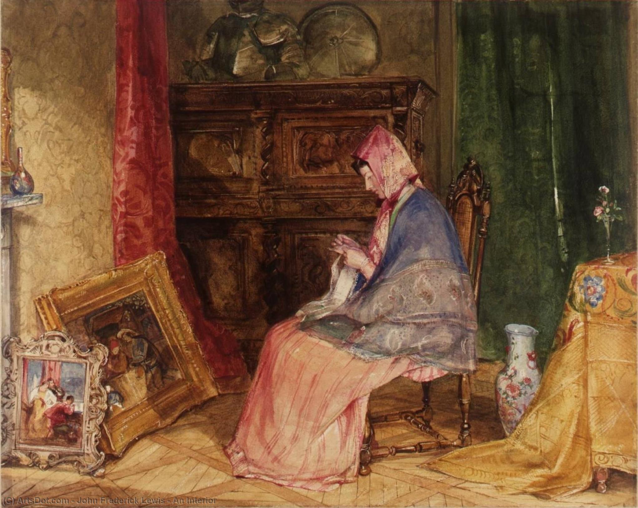 Wikioo.org - The Encyclopedia of Fine Arts - Painting, Artwork by John Frederick Lewis - An Interior