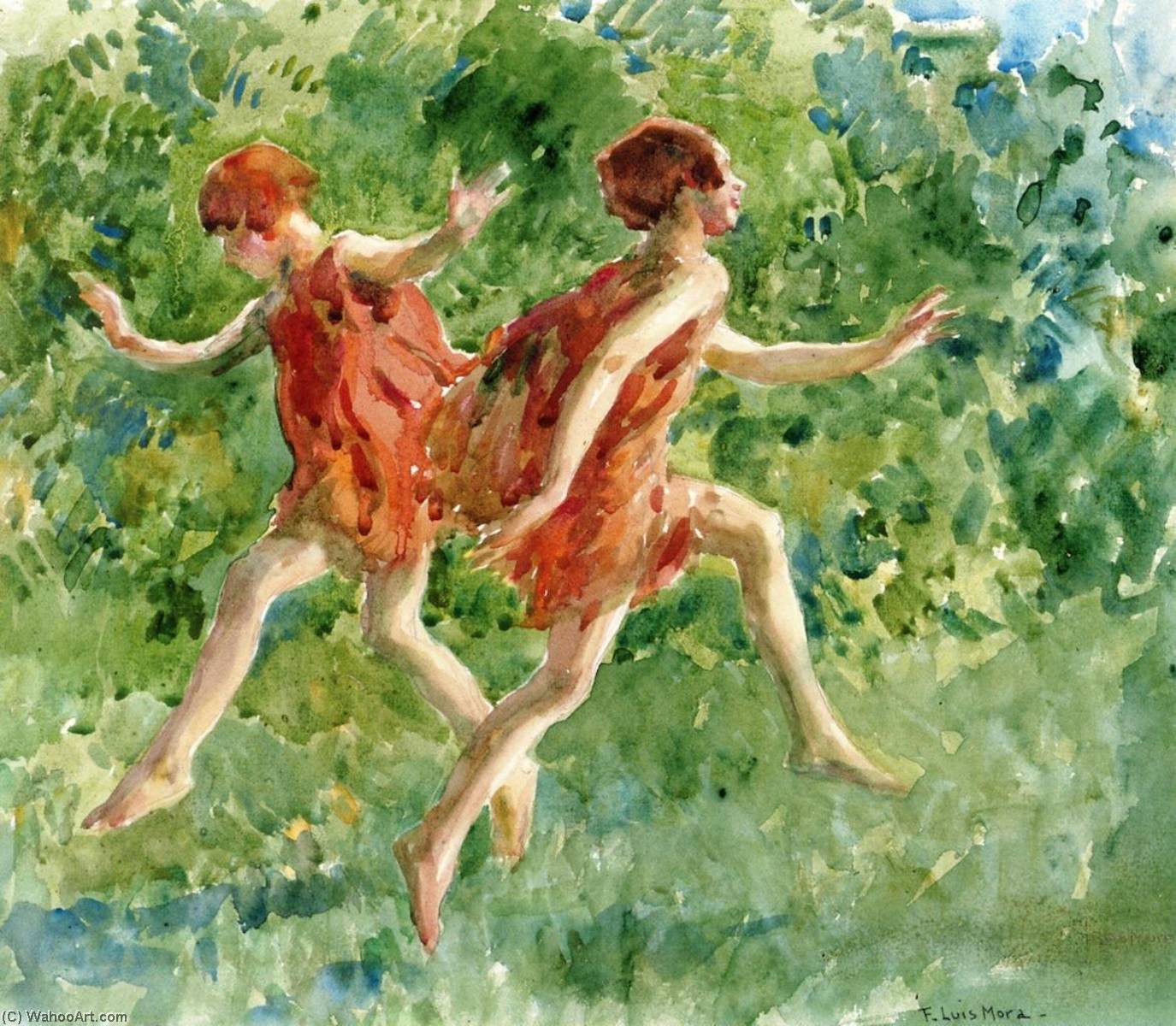 Wikioo.org - The Encyclopedia of Fine Arts - Painting, Artwork by Francis Luis Mora - Girls Dancing in a Landscape