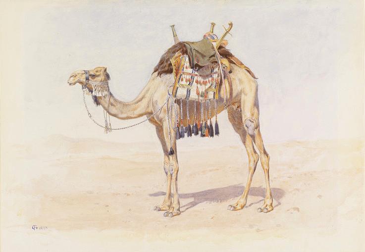 Wikioo.org - The Encyclopedia of Fine Arts - Painting, Artwork by Frederick Goodall - Female Riding Camel