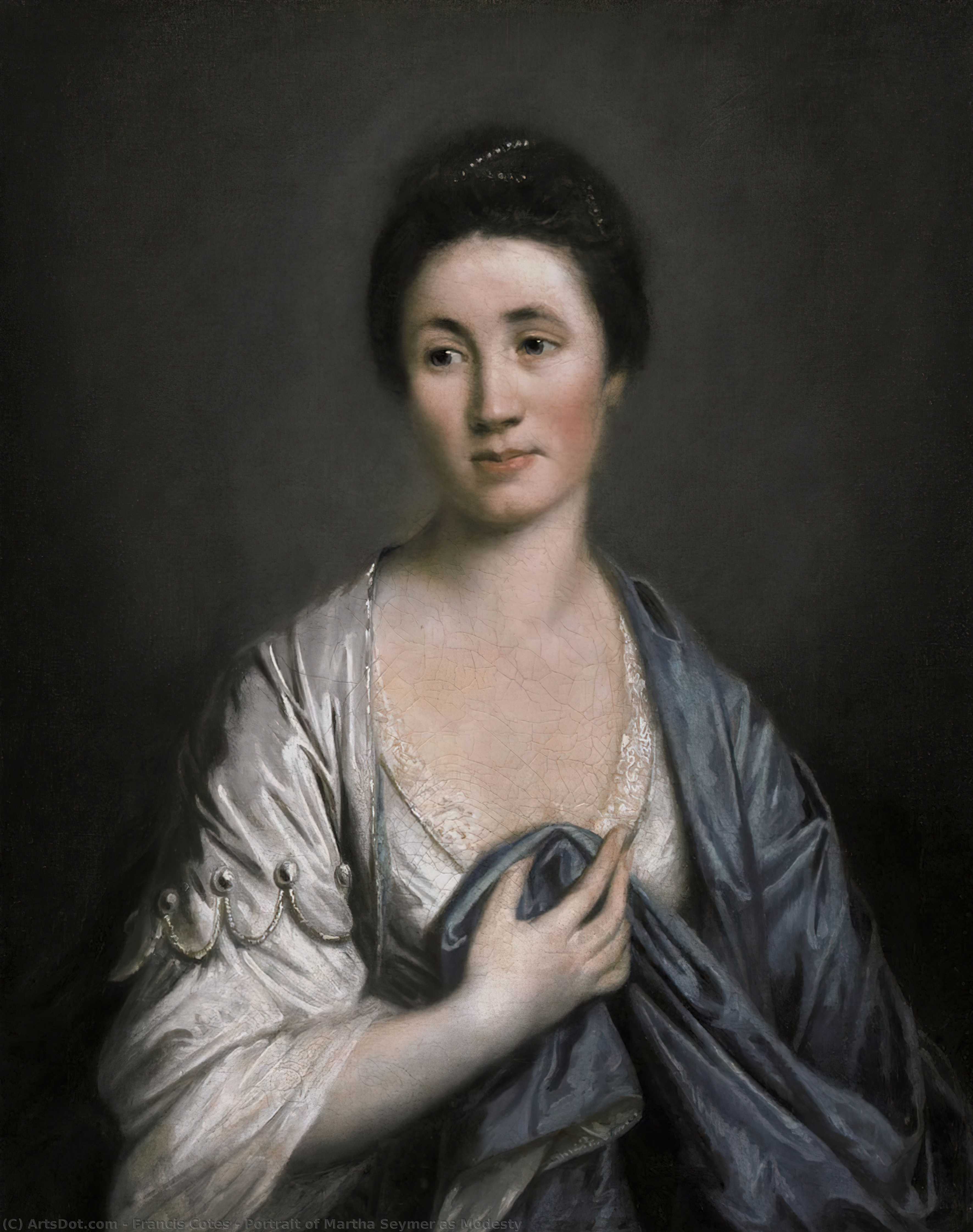 Wikoo.org - موسوعة الفنون الجميلة - اللوحة، العمل الفني Francis Cotes - Portrait of Martha Seymer as Modesty
