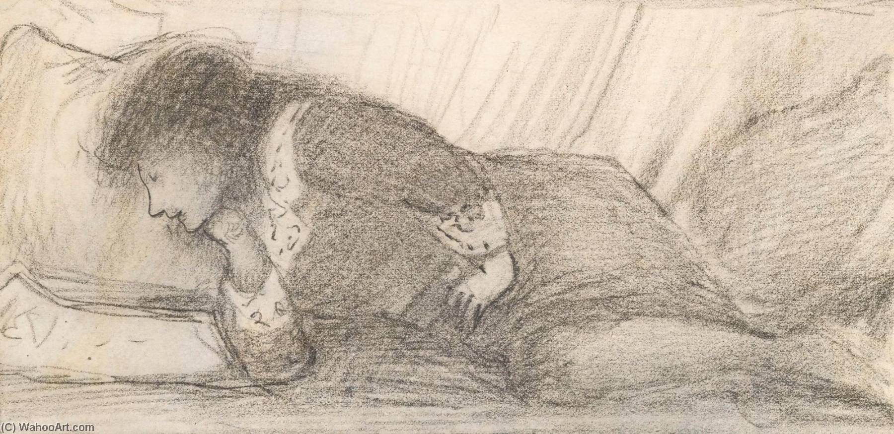 Wikoo.org - موسوعة الفنون الجميلة - اللوحة، العمل الفني Edward Coley Burne-Jones - study of katie lewis
