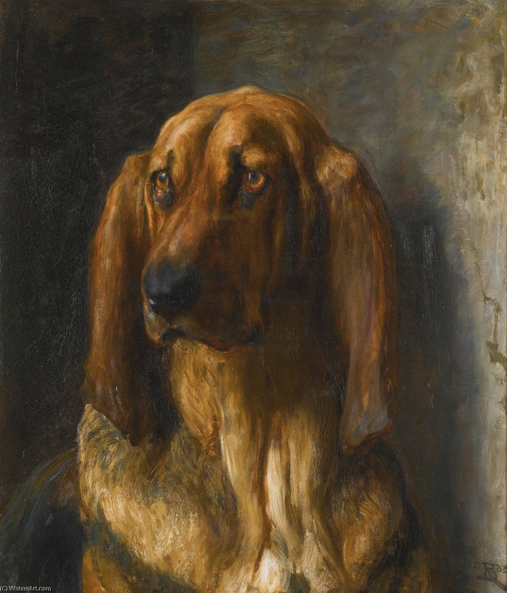 WikiOO.org – 美術百科全書 - 繪畫，作品 Briton Rivière - 先生 兰斯洛特  一个  寻血猎犬