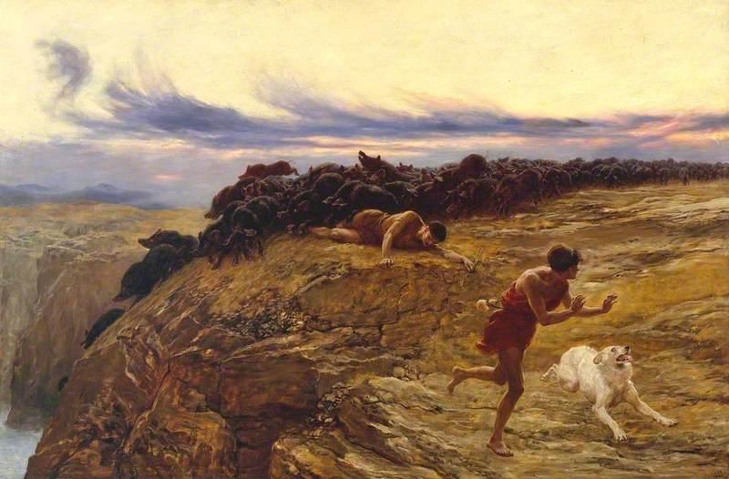 Wikioo.org - The Encyclopedia of Fine Arts - Painting, Artwork by Briton Rivière - The Miracle of the Gaderene Swine