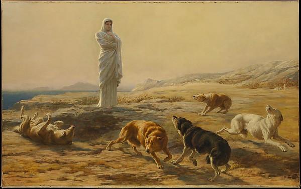 Wikioo.org - The Encyclopedia of Fine Arts - Painting, Artwork by Briton Rivière - Pallas Athena and the Herdsman's Dogs