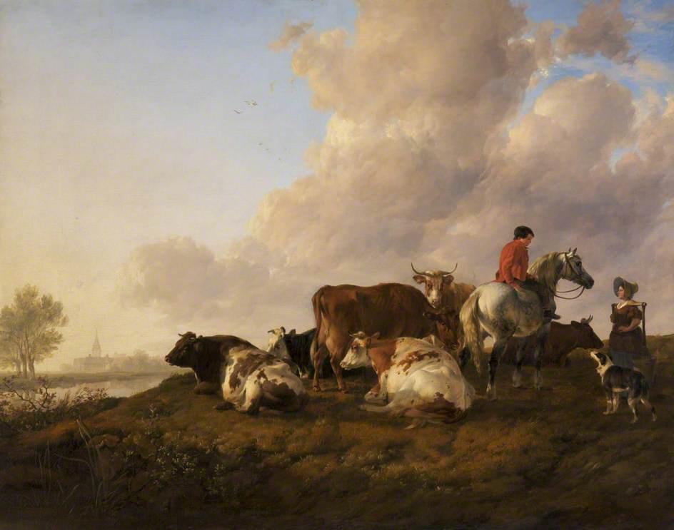 Wikioo.org - The Encyclopedia of Fine Arts - Painting, Artwork by Thomas Sidney Cooper - In the Meadows of Fordwich