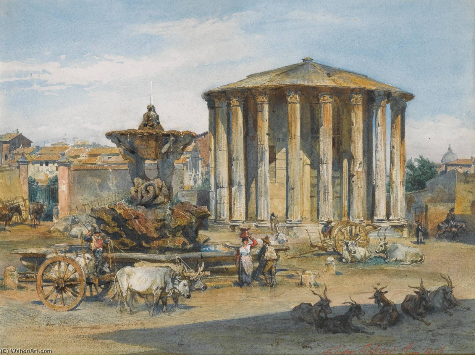 Wikioo.org - The Encyclopedia of Fine Arts - Painting, Artwork by Ludwig Johann Passini - The temple of vesta, rome