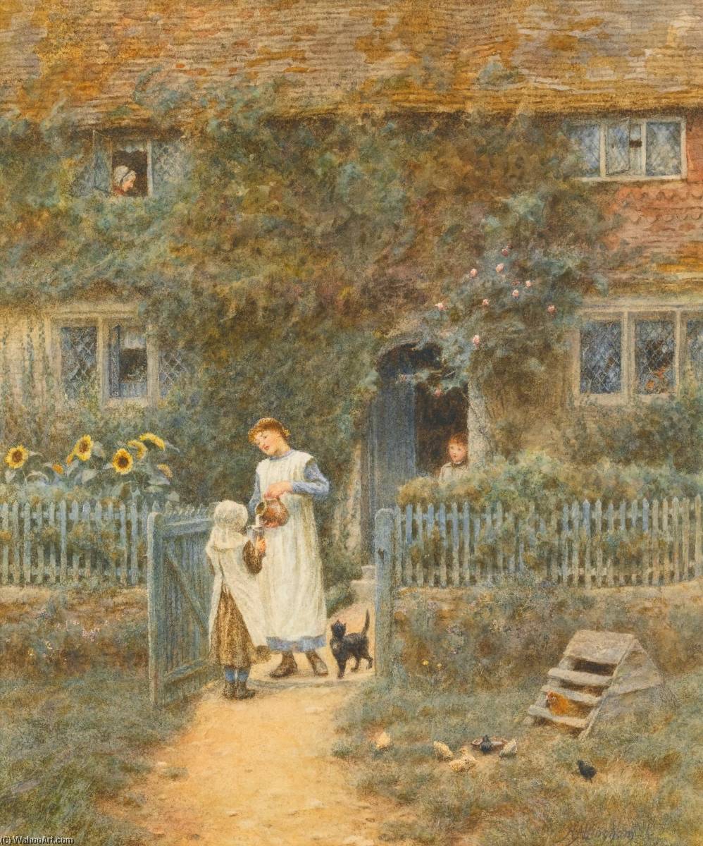 Wikioo.org - The Encyclopedia of Fine Arts - Painting, Artwork by Helen Allingham (Helen Mary Elizabeth Paterson) - Fetching the Milk