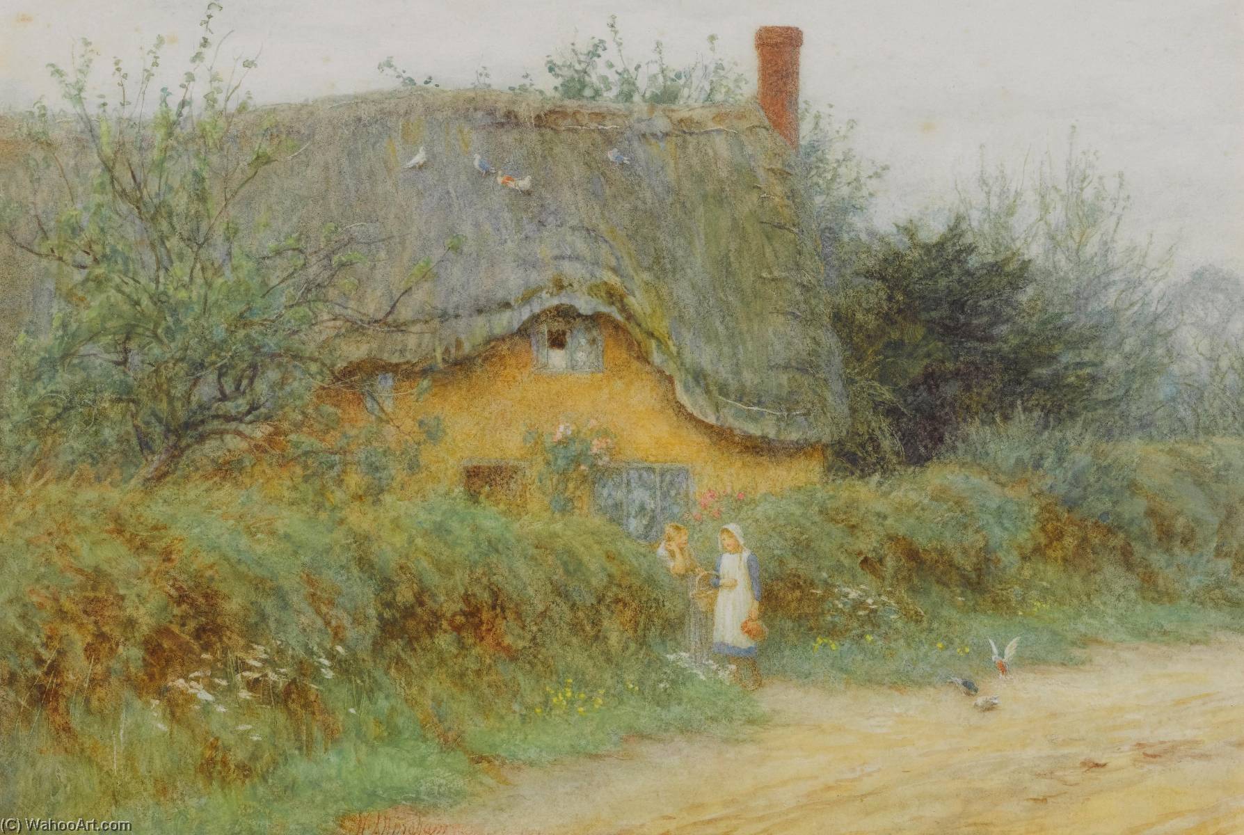 WikiOO.org - Encyclopedia of Fine Arts - Maalaus, taideteos Helen Allingham (Helen Mary Elizabeth Paterson) - A Wiltshire Cottage