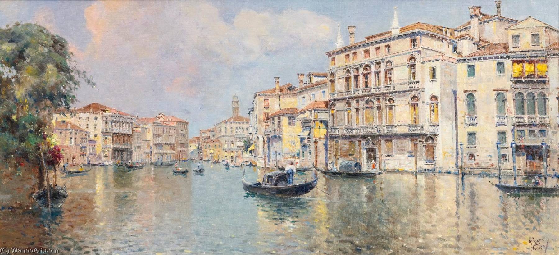 Wikioo.org - The Encyclopedia of Fine Arts - Painting, Artwork by Antonio Maria De Reyna Manescau - The Grand Canal in Front of the Palazzo Balbi
