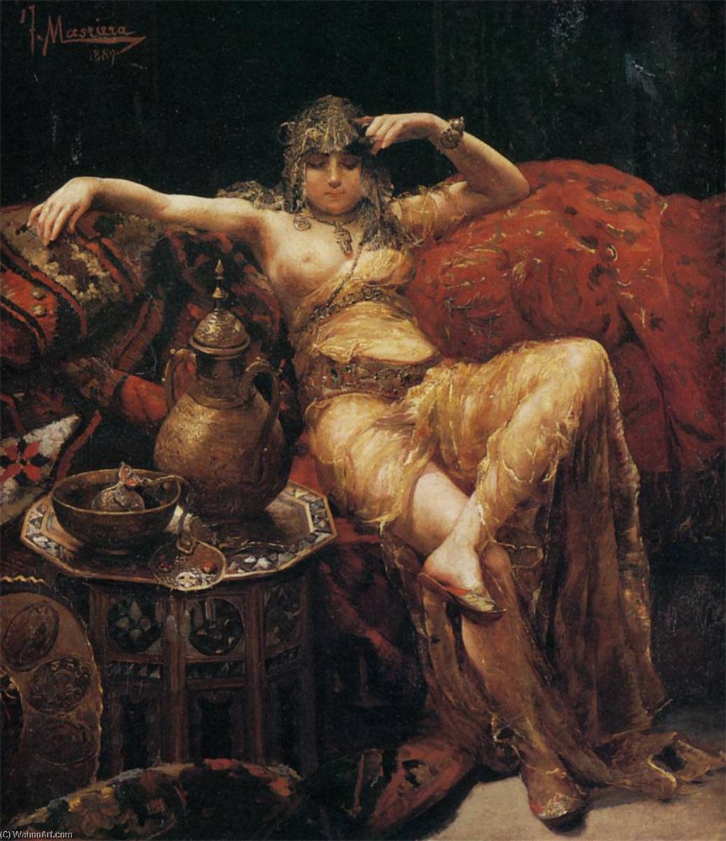 Wikioo.org - The Encyclopedia of Fine Arts - Painting, Artwork by Francisco Masriera Y Manovens - A Harem Beauty