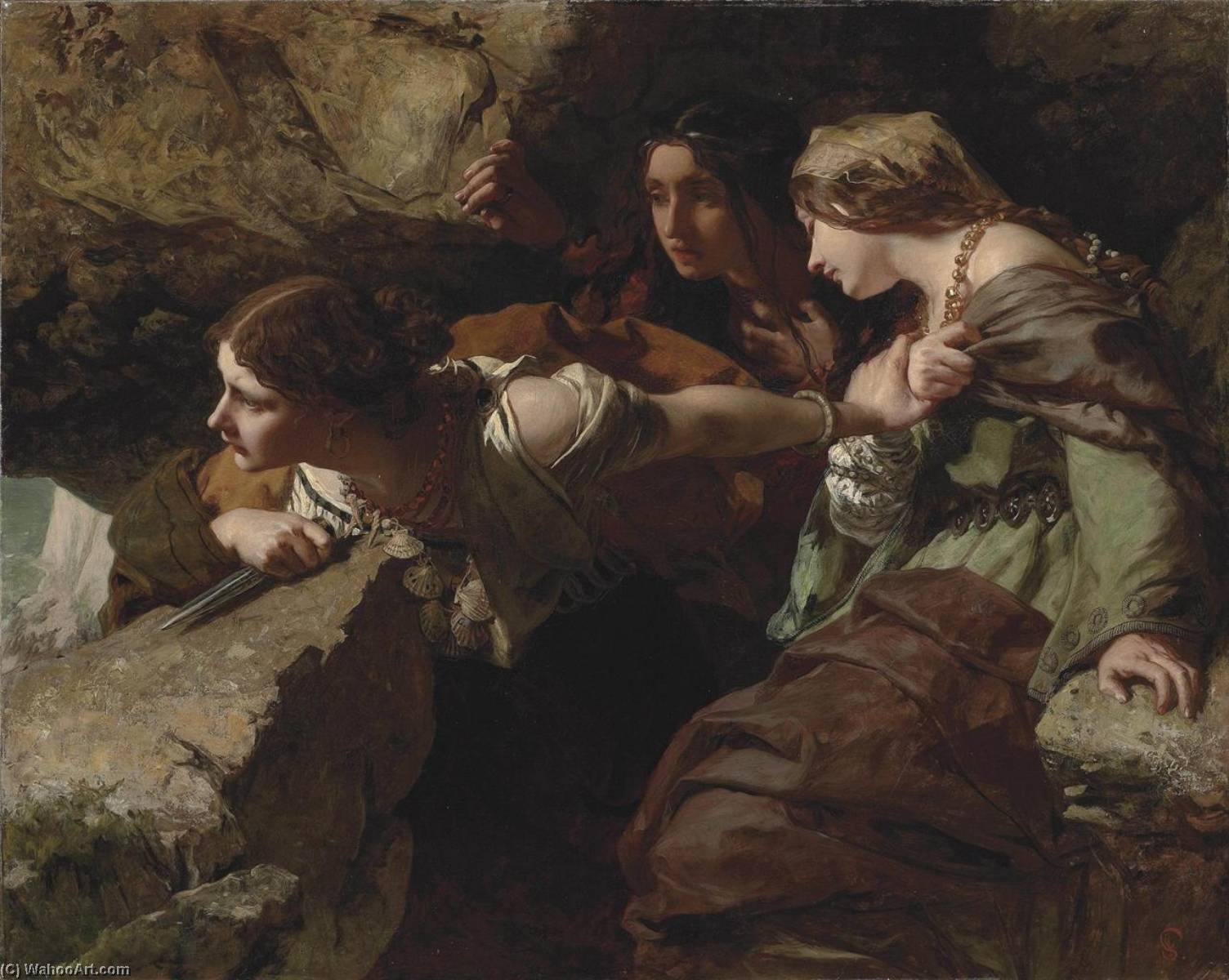 Wikioo.org - The Encyclopedia of Fine Arts - Painting, Artwork by James Sant - Courage, Anxiety and Despair Watching the Battle