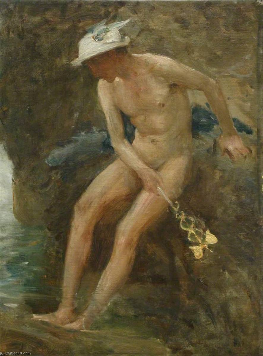 Wikioo.org - The Encyclopedia of Fine Arts - Painting, Artwork by Henry Scott Tuke - Hermes at The Pool (sketch)