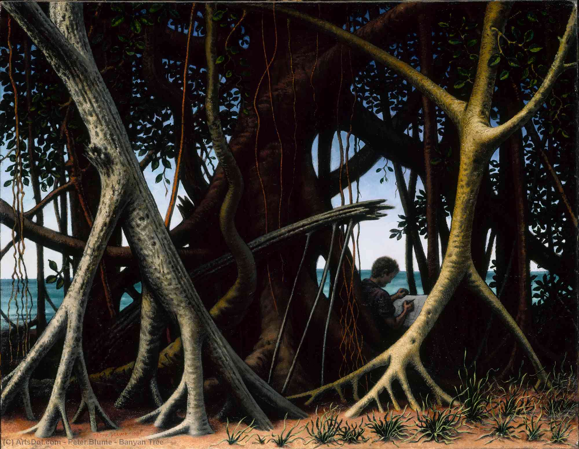 Wikioo.org - The Encyclopedia of Fine Arts - Painting, Artwork by Peter Blume - Banyan Tree
