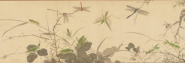 Wikioo.org - The Encyclopedia of Fine Arts - Painting, Artwork by Yamamoto Baiitsu - Insects and Grasses