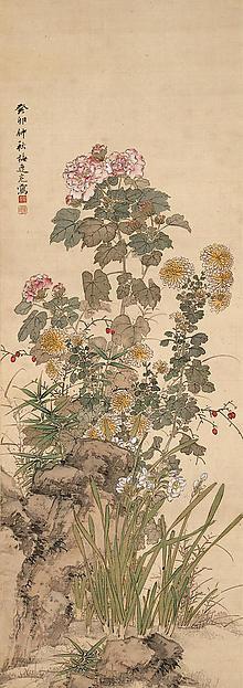 Wikioo.org - The Encyclopedia of Fine Arts - Painting, Artwork by Yamamoto Baiitsu - Autumn Flowers