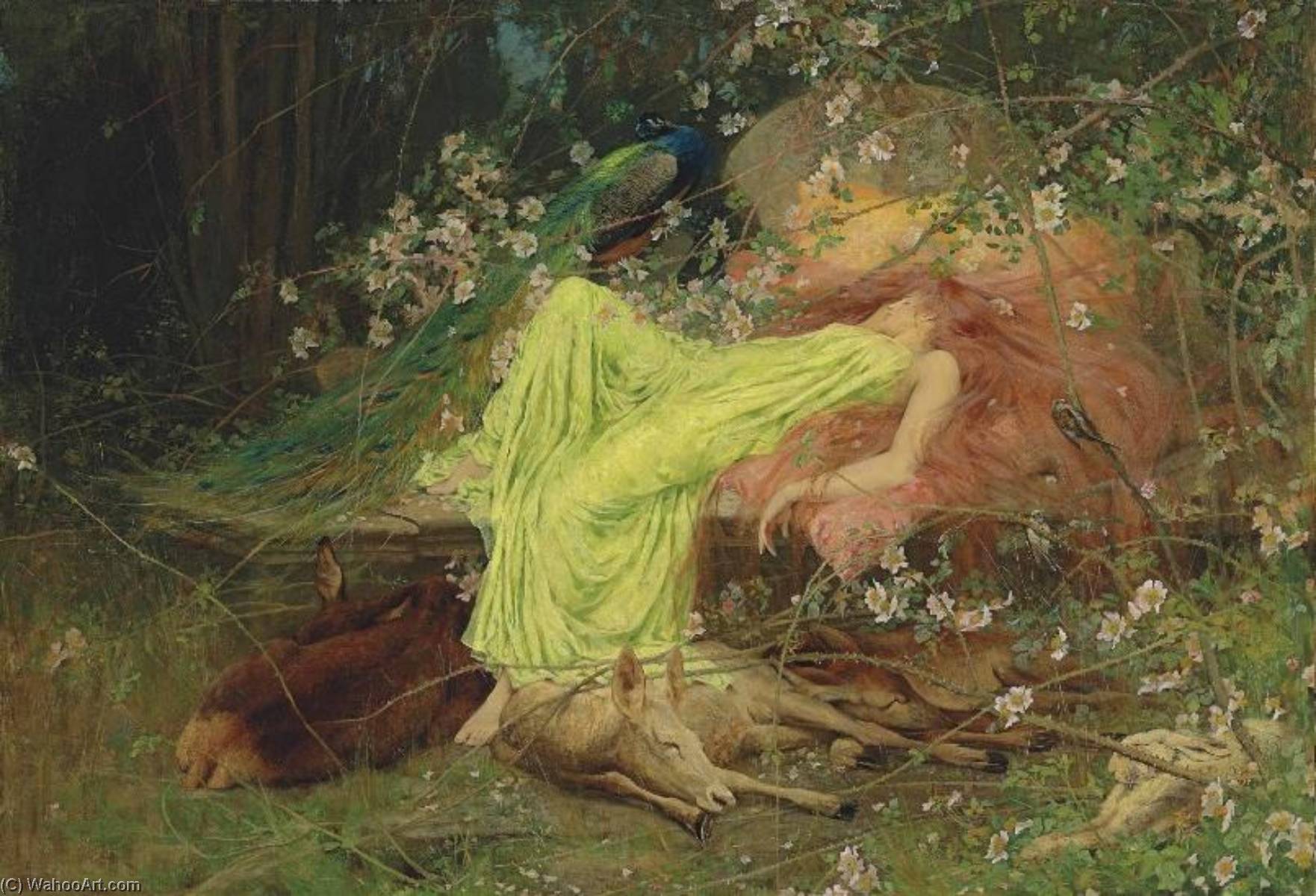 Wikioo.org - The Encyclopedia of Fine Arts - Painting, Artwork by Arthur Wardle - A Fairy Tale (also known as All seemed to Sleep, the timid Hare on Form)