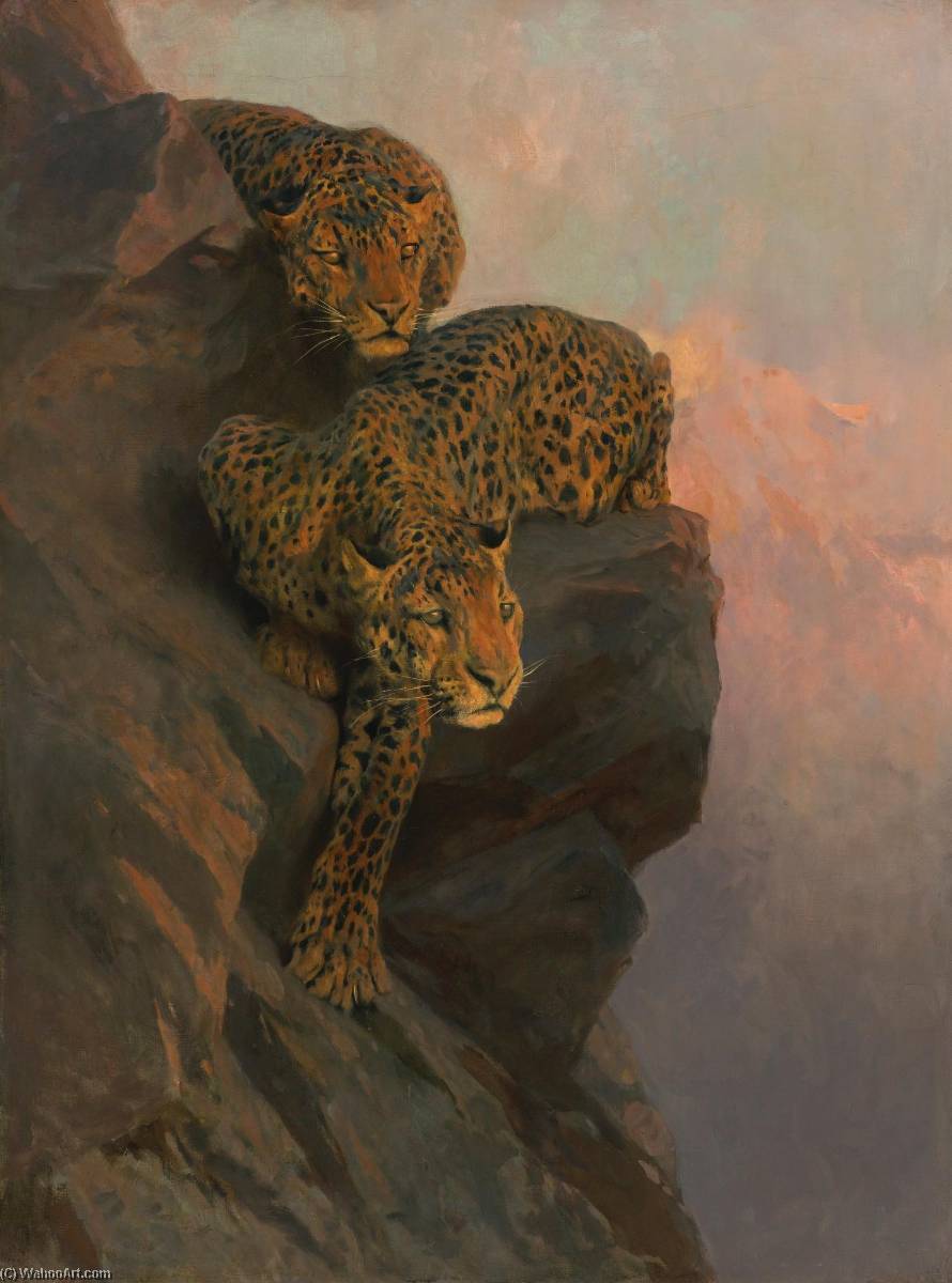 Wikioo.org – L'Encyclopédie des Beaux Arts - Peinture, Oeuvre de Arthur Wardle - léopards sur  au  chercher