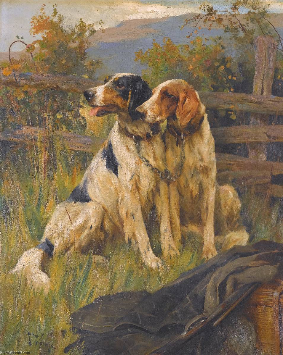 Wikioo.org - Die Enzyklopädie bildender Kunst - Malerei, Kunstwerk von Arthur Wardle - pistole Hunde