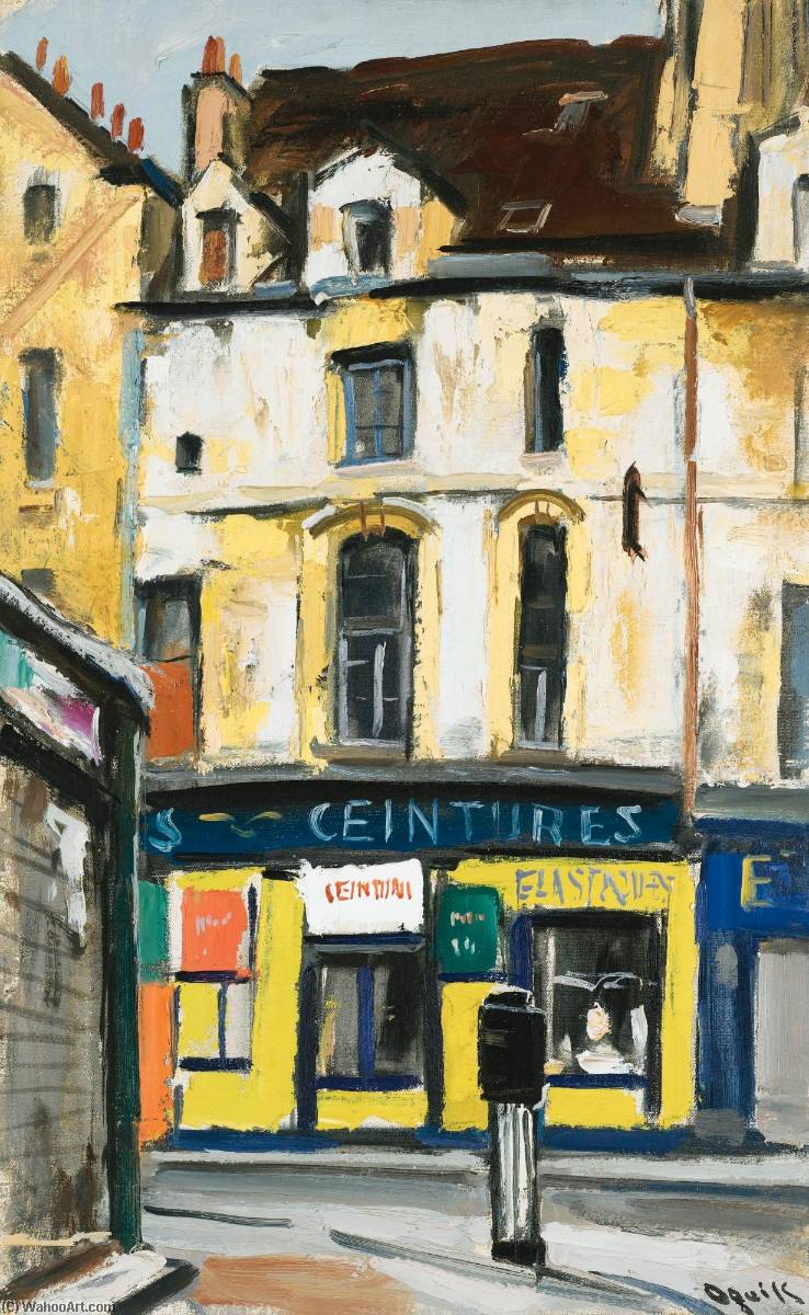 Wikioo.org - The Encyclopedia of Fine Arts - Painting, Artwork by Takanori Oguiss - Rue Vieille du Temple, boutique jaune Ceintures