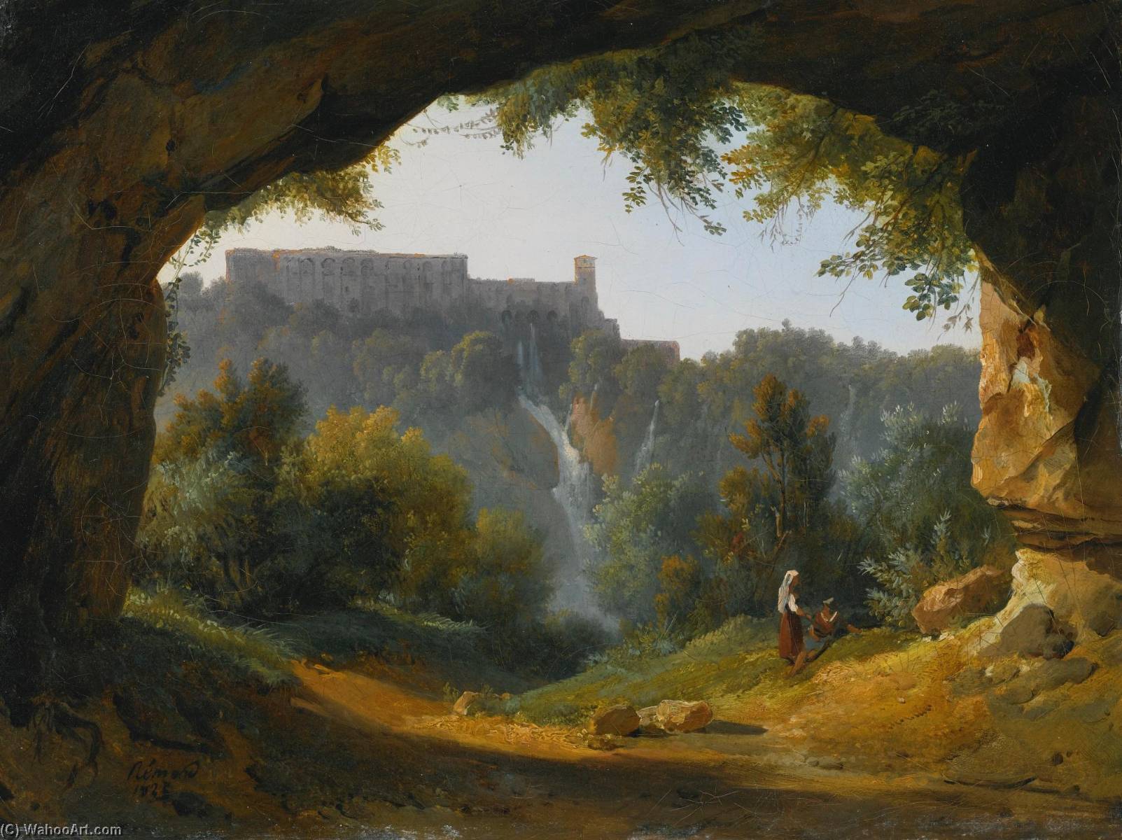 Wikioo.org – L'Encyclopédie des Beaux Arts - Peinture, Oeuvre de Jean Charles Joseph Rémond - Vue de Tivoli issus  une  grotte