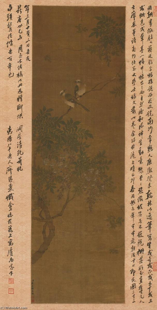 WikiOO.org - Encyclopedia of Fine Arts - Lukisan, Artwork Jiang Tingxi - BIRDS ON TREE BRANCH