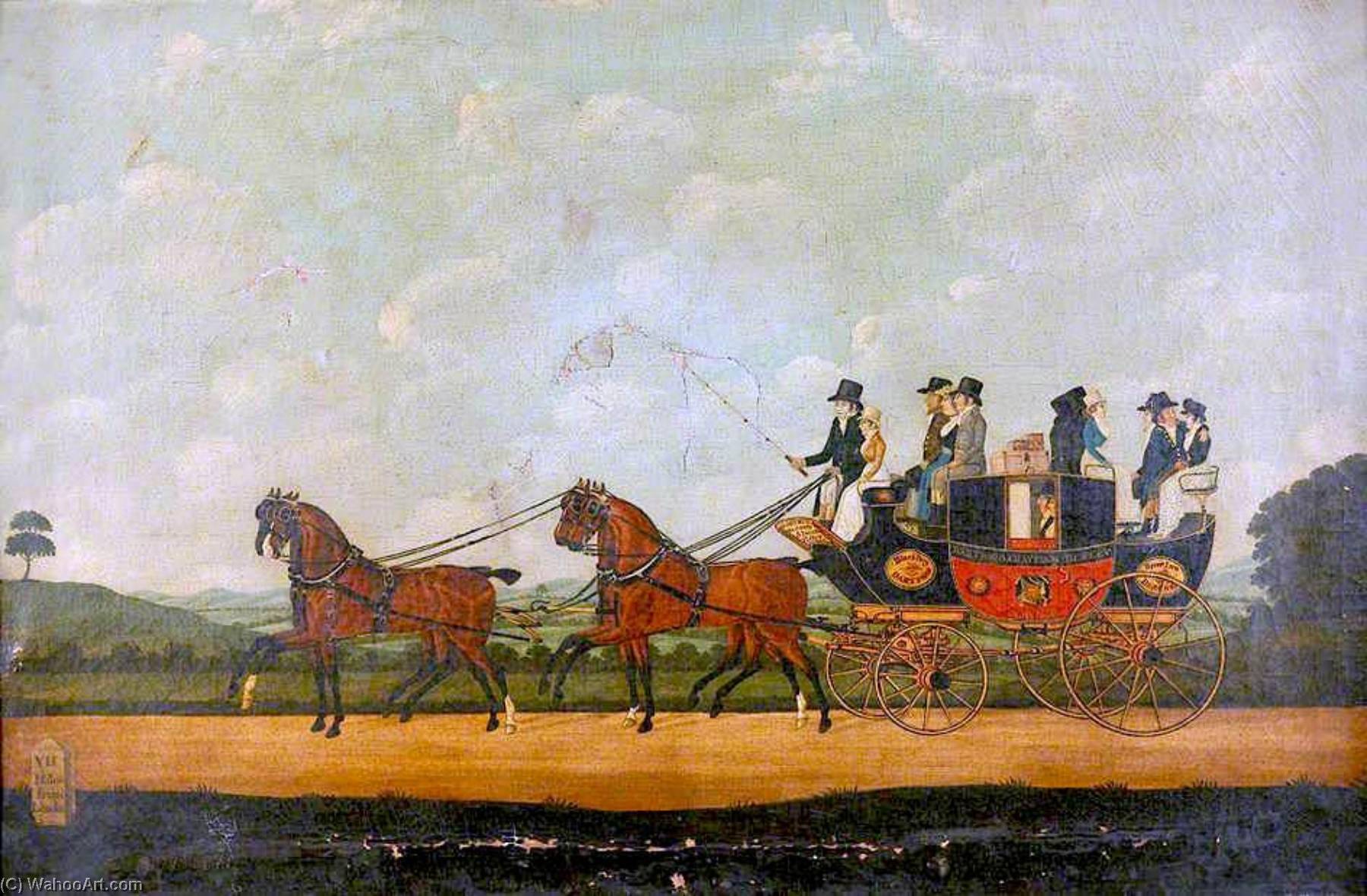 Wikioo.org - The Encyclopedia of Fine Arts - Painting, Artwork by John Cordrey - The London to Dartford Stage Coach