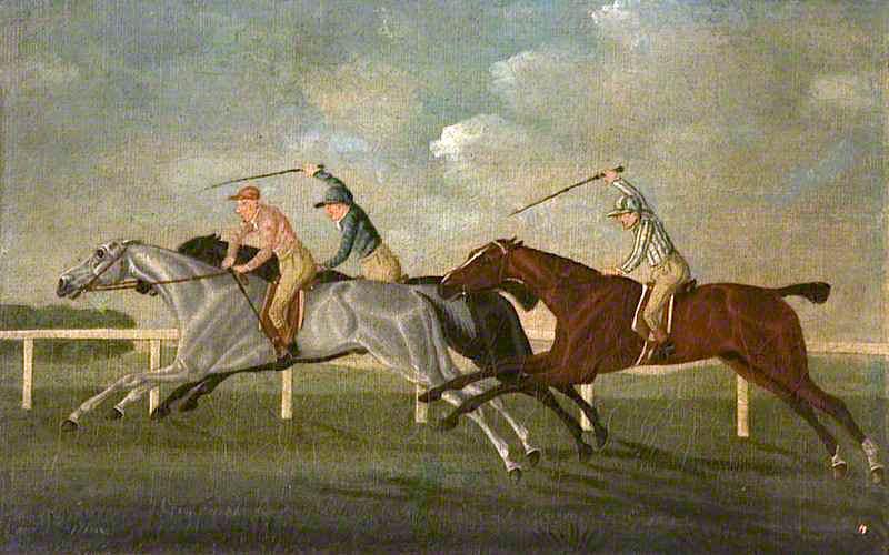 Wikioo.org - The Encyclopedia of Fine Arts - Painting, Artwork by John Cordrey - 'Gimcrack' Beating Two Other Horses at Epsom