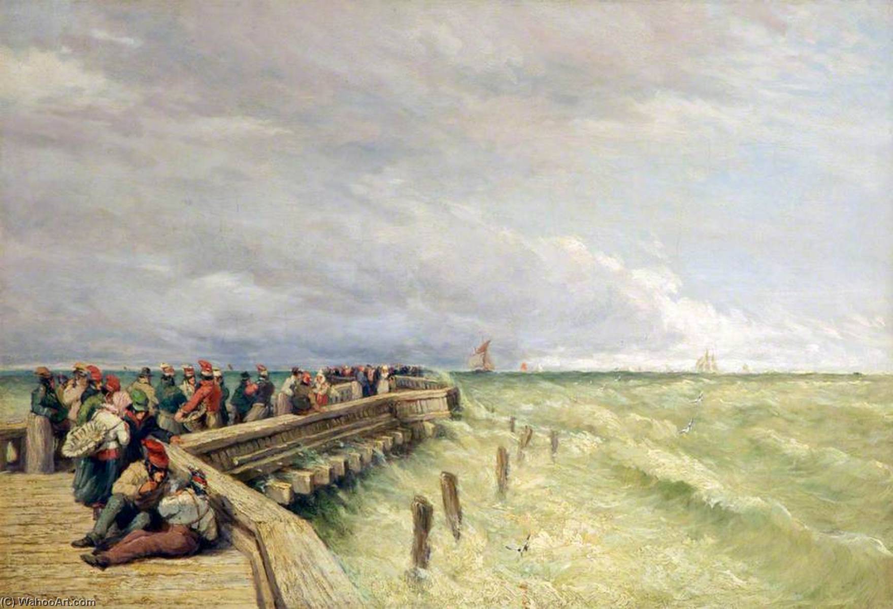 Wikioo.org - The Encyclopedia of Fine Arts - Painting, Artwork by David Cox The Elder - Calais Pier