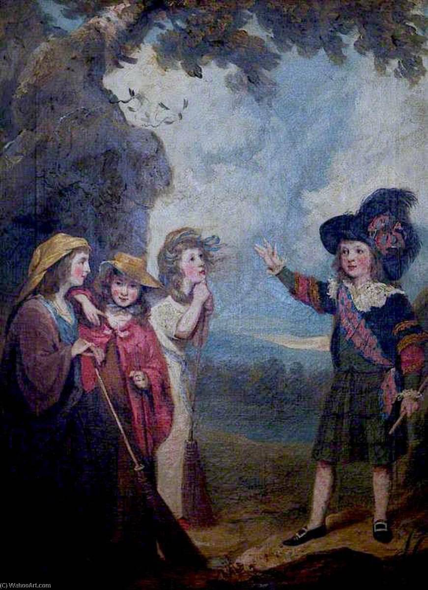 Wikioo.org - The Encyclopedia of Fine Arts - Painting, Artwork by John Westbrooke Chandler - Four Children Acting Macbeth and the Witches