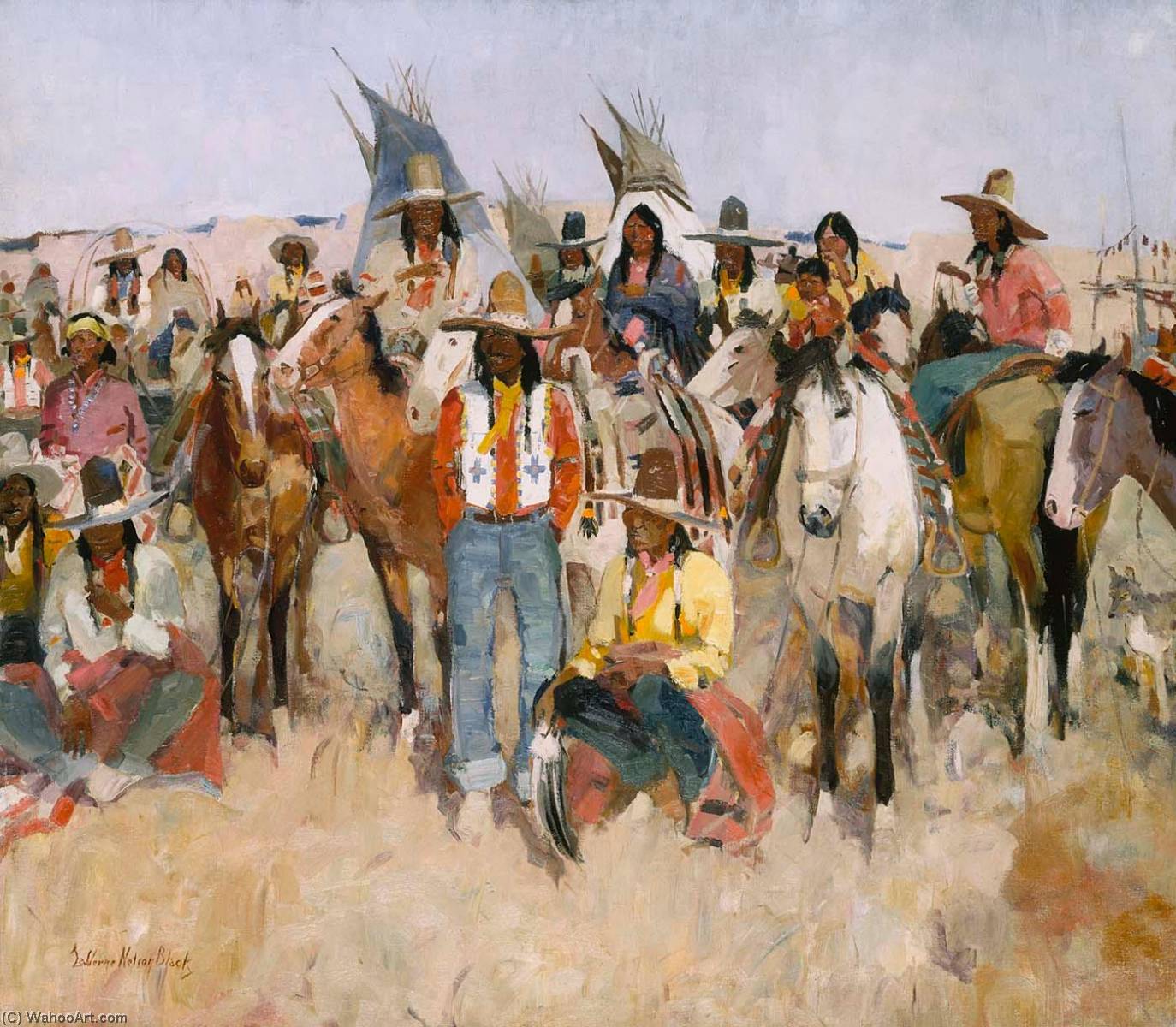 Wikioo.org - The Encyclopedia of Fine Arts - Painting, Artwork by Laverne Nelson Black - Jicarilla Apache Fiesta