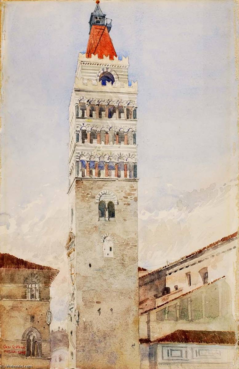 Wikioo.org - The Encyclopedia of Fine Arts - Painting, Artwork by Cass Gilbert - Cathedral Tower, Pistoia, Italy
