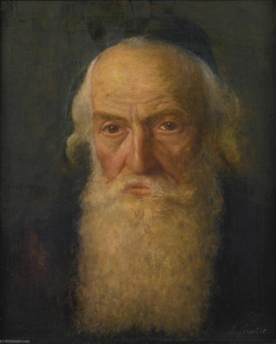 Wikioo.org - The Encyclopedia of Fine Arts - Painting, Artwork by Lazar Krestin - Rabbi Reading and Portrait of a Rabbi Two Paintings