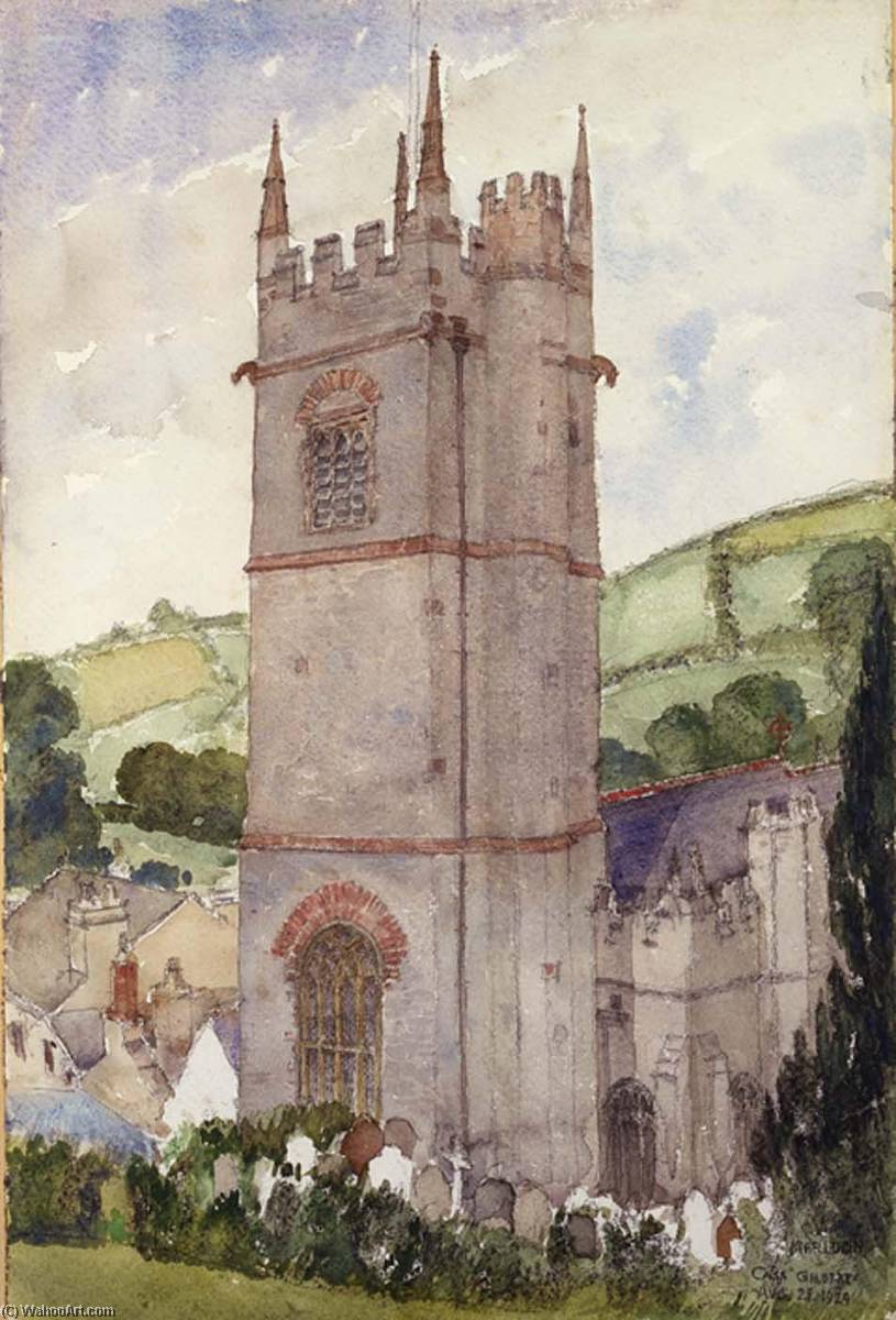 Wikioo.org - The Encyclopedia of Fine Arts - Painting, Artwork by Cass Gilbert - Church Tower, Marldon